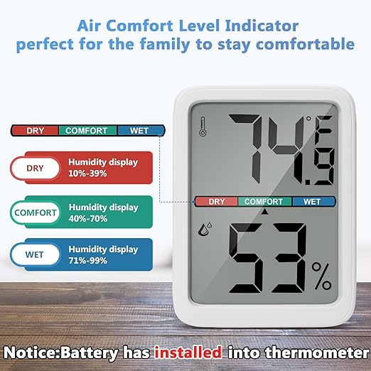 Digital Thermometer Hygrometer, Large LCD Screen Room Thermometer Temperature, Wall Thermometer Humidity Indoor with High Accuracy, Suitable for Greenhouse, Home and Office Measuring Devices