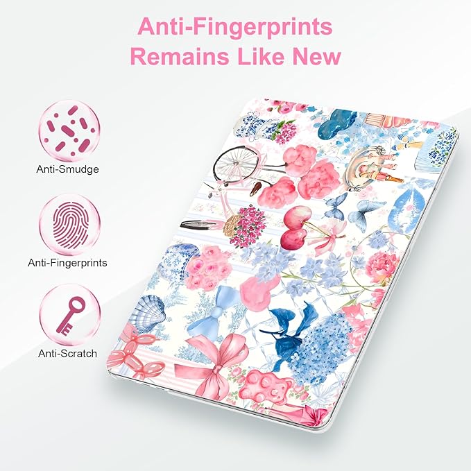G JGOO Compatible with MacBook Air 13 inch Case 2026 2025-2022 M5 A3449 M4 A3240 M3 A3113 M2 A2681, Hard Shell for MacBook Air 13.6 inch Case + Keyboard Cover +Screen Protector, Pink Blue Collage