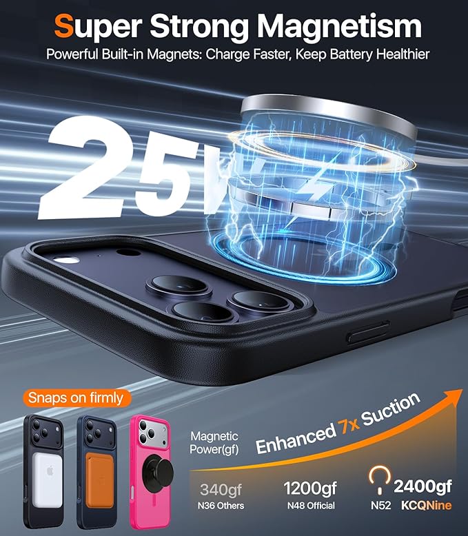 Magnetic for iPhone 17 Pro Max Case,[Anti-Slip][Compatible with MagSafe][Military Grade Drop Protection] Shockproof Protective Translucent Matte Phone Case for iPhone 17 Pro Max Case,Black
