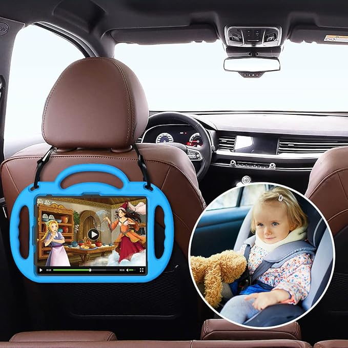 Kids Case for iPad 11th Generation (A16) 11" 2025 & 10th Gen 10.9" 2022 & iPad Air 11" 2025/2024 & Air 5th/4th Gen & Pro 11, Durable Protective Cover with Shoulder Strap Handle Stand, Blue
