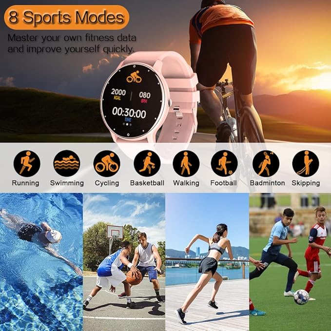 0.3inch Ultra Thin Smart Watch Fitness Tracker Pedometer with Heart Rate, Blood Pressure, Blood Oxygen and Sleep Monitoring Functions, Support Message Push Notification, Multiple OSD Languages
