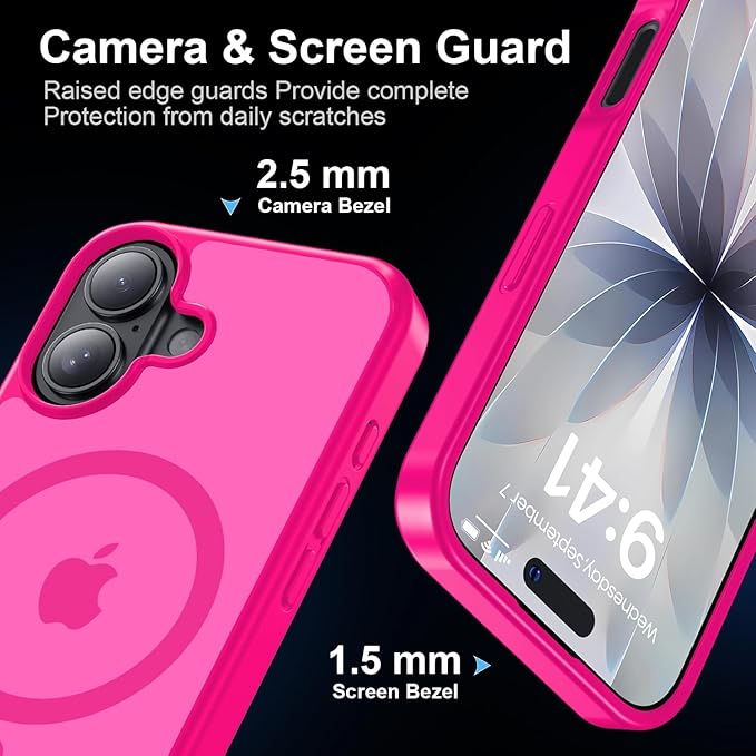 Strong Magnetic for iPhone 17 case [10Ft Military-Grade Protection] Compatible with fit MagSafe Shockproof Slim Thin Cover case for iPhone 17 6.3 inch, Hot Pink