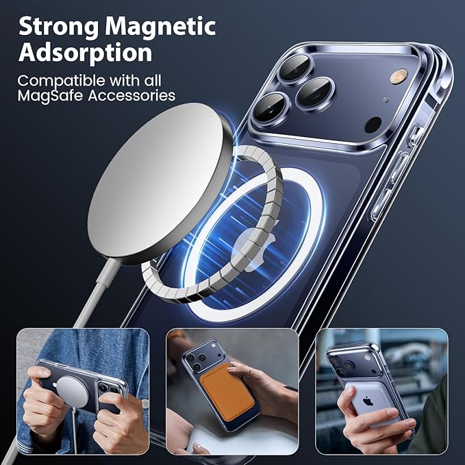 Mkeke Magnetic for iPhone 17 Pro Max Case Clear, [Compatible with MagSafe] [Not Yellowing] [Military-Grade Drop Protection] Phone Bumper for iPhone 6.9 inch 2025