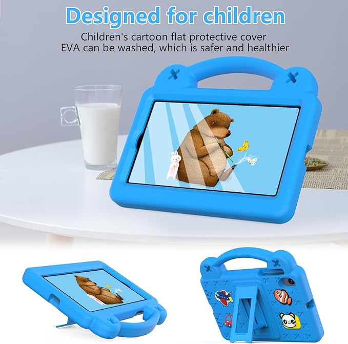 AKABEILA Compatible with ONN 10.1(4nd Tablet Case,Gen) 2024/Teclast M50 HD 10.1/Teclast M50 pro 10.1(2023)/Blackview Tab 80 10.1(2023) Tablet Case, Shockproof Case with Shoulder Strap Sky Blue