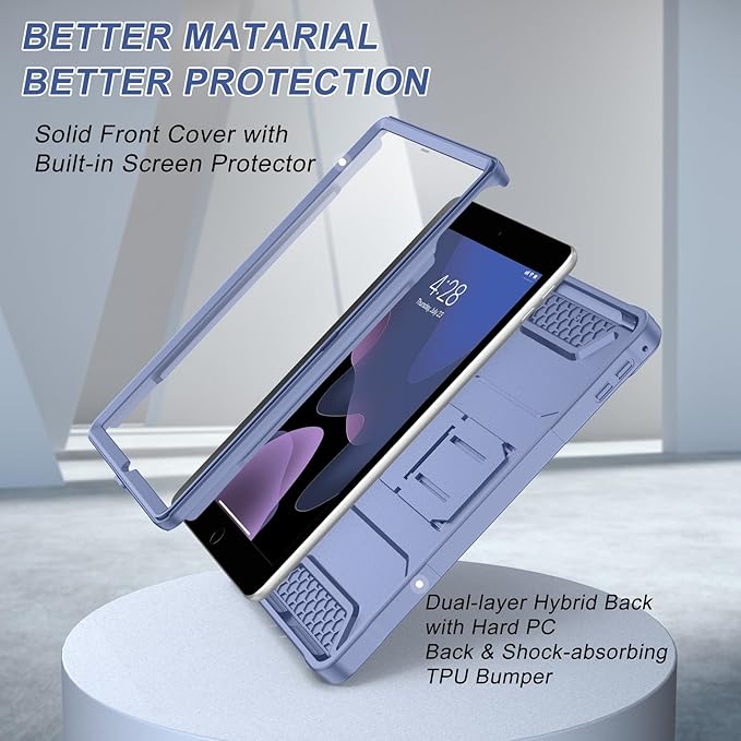 Soke Case for iPad 6th/5th Generation 9.7 Inch 2018/2017,with Built-in Screen Protector and Kickstand, Rugged Full-Body Heavy Duty Protective Cover for Apple iPad Air 2 /Pro 9.7 - Lavender Gray