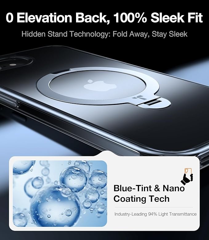 TORRAS 360 Spin for iPhone 17e Case & iPhone 16e case with Stand, Fit for MagSafe, 4X Military-Grade Protective, Stand Phone Case for iPhone 17e Case, Ring Holder Slim Cover, Crystal Clear 6.1''