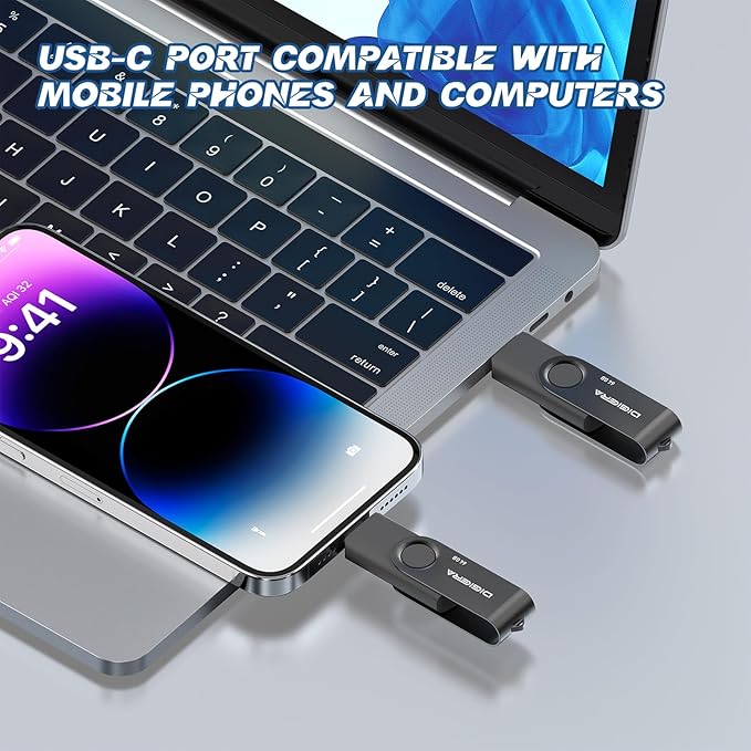 DIGIERA 64GB Flash Drive, USB 3.2 Gen 1 Type-C Thumb Drive with 140MB/s Read, 360° Swivel Design, Compact & Lightweight Memory Stick for File Transfer, Photo Backup, and Travel-Friendly Storage