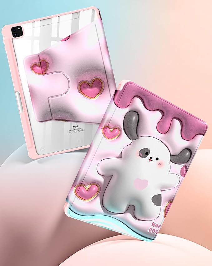 Uppuppy for iPad Air 11 inch Case, Air 5th/4th Generation 10.9, Pro 11'' Case Women Girls for Apple Pencil Holder Cute Kawaii Cartoon Dog Rotating Folio Cover for Apple iPad Air 5/Air 4/Pro 11"