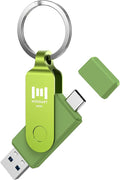 MOSDART 64GB USB C 3.2 Fast Speed C and A Dual Flash Drive, exFAT Memory Stick with Keychain and LED Indicator, for iPhone 15,16,17, Android Phone, iPad, MacBook, and Other Laptops, Green