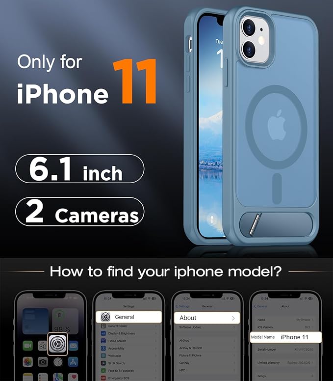 Magnetic Compatible with iPhone 11 Phone Case, [Built-in Invisible Kickstand][Compatible with MagSafe] [Military Grade Shockproof] Slim Translucent Matte Phone Case for iPhone 11 6.1"