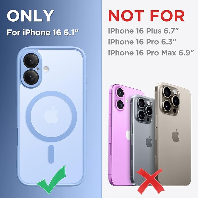 CAPRARO Magnetic Compatible with iPhone 16 Case, Upgraded [Full Camera Protection] [Compatible with MagSafe] Protective Translucent Matte Women Girl Phone Case Cover, Snow Purple