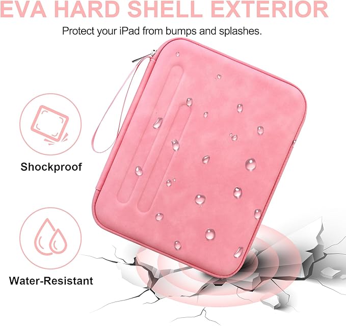 Lacdo Tablet Sleeve Case for 11 inch iPad A16 / 11 inch iPad Air M4 M3 M2 / 11" iPad Pro M5 M4 / 10.9" iPad Air /10.2" iPad, 11" Samsung Galaxy Tab A9+ Hard Shell Protective Tablet Carrying Case, Pink