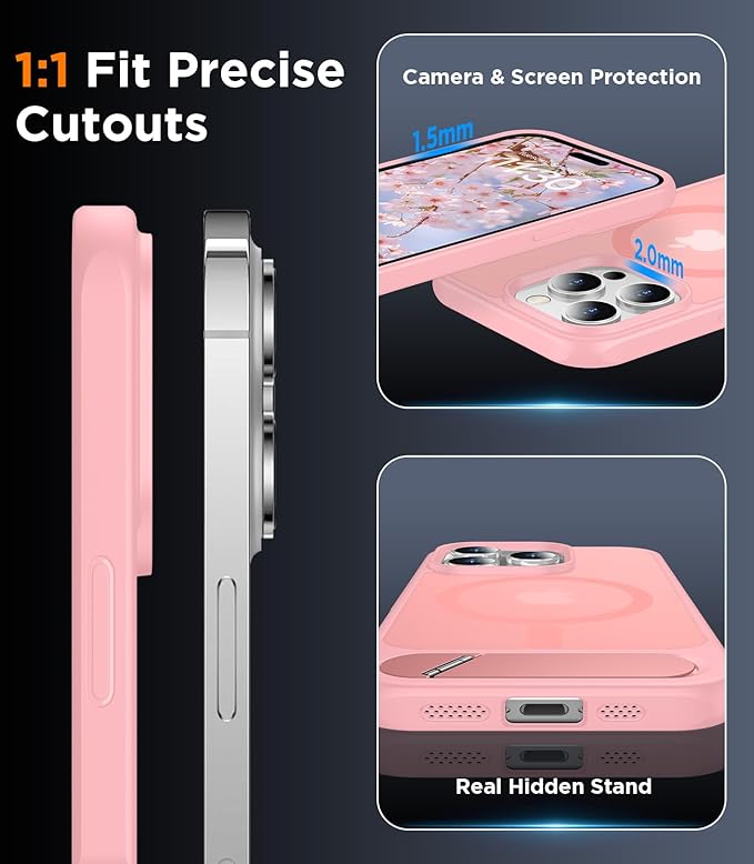 Magnetic Compatible with iPhone 14 Pro Case, [Built-in Invisible Kickstand][Compatible with MagSafe] [Military Grade Shockproof] Slim Translucent Matte Phone Case for iPhone 14 Pro 6.1"