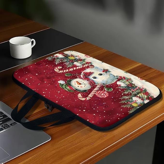 Christmas Red Snowman 13 Inch Laptop Sleeve Cover Computer Bag Tablet Carrying Case, Waterproof Tote Bags Notebook Sleeves Handbag for Travel/Business/School, Family & Friends Gift