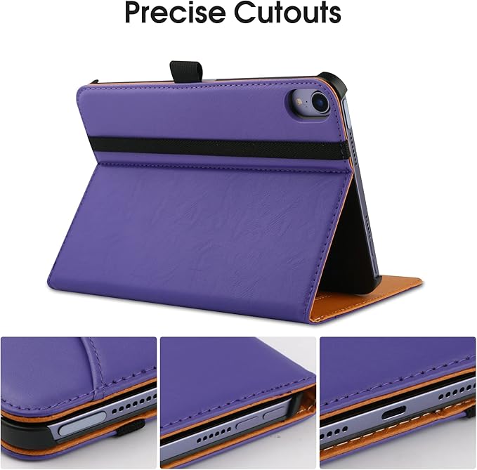 iPad mini 7 Case (A17 Pro) 2024, iPad mini 6 Case 2021, iPad mini 7th/6th Generation Case 8.3 Inch,Premium PU Leather Folio Stand Cover with Pencil Holder and Multi-Viewing Angles（Purple）