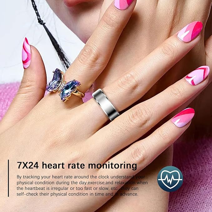 Ultra-Thin Smart Health Tracker Ring with Heart Rate & Sleep Monitoring | Fitness Activity Tracker for Steps/Calories | 7-Day Battery Life | Compatible with iOS/Android (Unisex Design) (10)