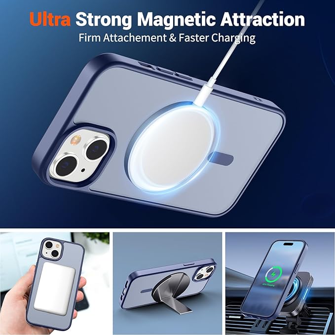 SUPFINE Magnetic for iPhone 15 Case (Compatible with MagSafe) (Military Grade Drop Protection) Slim Translucent Matte Shockproof with Anti-Fingerprint Phone Case, Lavender Gray