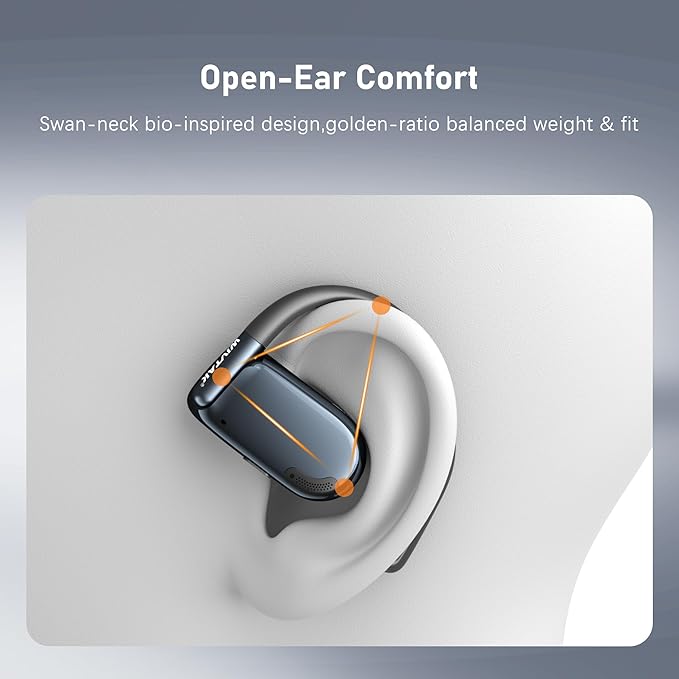 Wireless Earbuds, Open-Ear Sports Bluetooth Headphones, Acoustic Chamber Audio, ANC Call Noise Reduction, Smart Digital Display Charging Case, IPX5 Water Resistant, for Cycling Work