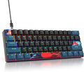 Protable 60% Percent Gaming Keyboard Mechanical, Mini Compact Backlit 61 Keys Wired Office Keyboard with Red Switch for Mac/Win (Monstor Black/red Switch 61)
