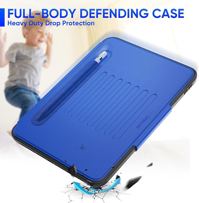 SEYMAC stock Case for iPad (A16) 11th/10th Generation 11''/10.9'', Strong Magnetic Auto Sleep Shockproof Case with Absorbing Multi-Angles Stand, Pen Holder, Card Slot (Blue)