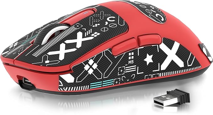 ATTACK SHARK X3 Wireless Gaming Mouse, 49g Bluetooth/2.4G/USB-C Ergonomic Computer Mouse, PAW3395 26K DPI Sensor, 200h Battery Life, Programmable Buttons Griptape, Gaming Accessories for PC/Laptop/Mac