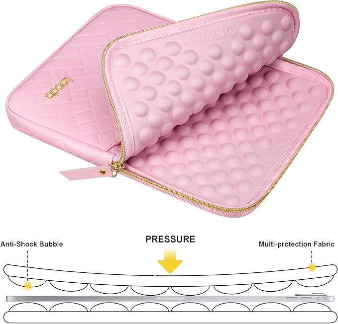 Lacdo Tablet Sleeve Case for 13 inch New iPad Air M4 M3 M2 2026-2024, 13" iPad Pro M5 M4 2025-2024, 12.9 inch iPad Pro 6 5 4 3 with Magic Keyboard and Smart Keyboard Folio Protective Bag, Sakura Pink