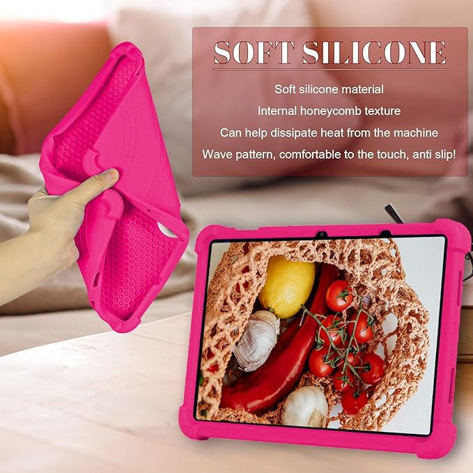ATOOZ for TCL NXTPAPER 11 Plus Tablet Case 2025 (9649X) with PC Stand Soft Silicone Kids Case for TCL NXTPAPER 11 Plus 11.5 Inch (Rose Red)