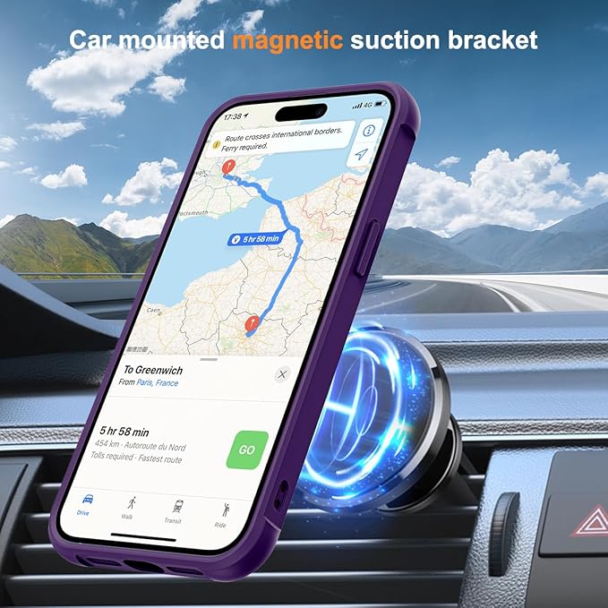SKYLMW Compatible with iPhone 11 Pro Max Case with Invisible Magnetic O-Ring Stand Military-Grade Translucent Case for iPhone 11 ProMax 6.5" [Compatible with Mag-Safe][Great Grip Feeling], Purple