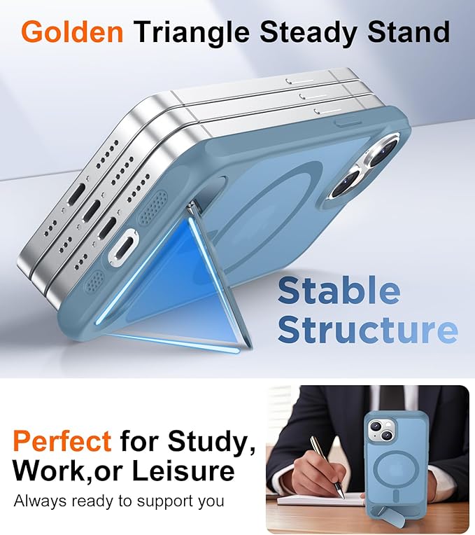 Magnetic Compatible with iPhone 15 Plus Case & iPhone 14 Plus Case, [Built-in Invisible Kickstand][Compatible with MagSafe][Military Grade Shockproof] Slim Translucent Matte Phone Case 6.7"