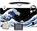 Gaming Laptop Mouse Pad,Sea Wave Big Mice Pads PC Keyboard Waterproof and Non-Slip 47.2" x 23.6" 0.15" Thick XL,XXL Rubber Table Mat, Kanagawa Surfing and Black Japanese Mouse Pads