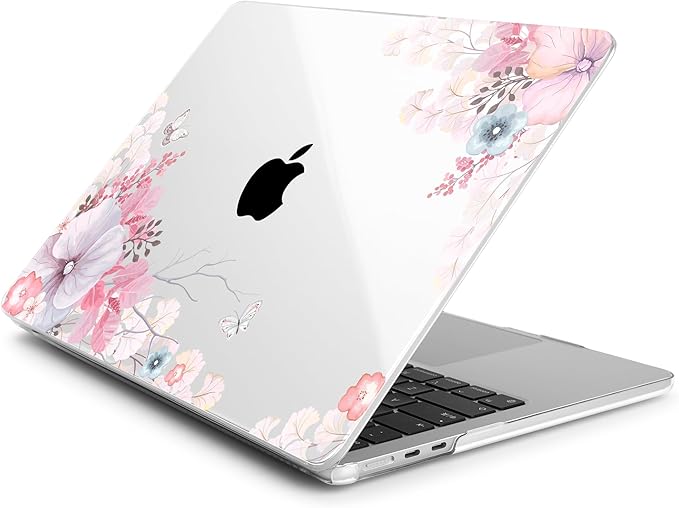 Batianda Premium Case for New MacBook Air 15 inch with M5 M4 M3 M2 Chip 2026 2025 2024 2023 Release, Designed Ultra-Slim Hardshell & Keyboard Cover & Screen Protector 4-in-1 Bundle, Lovely Flower