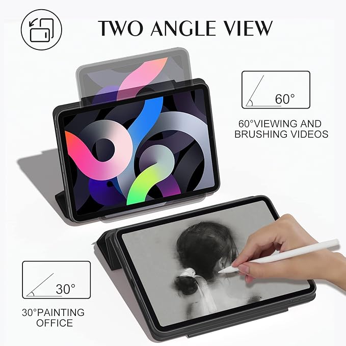 ZENLU iPad Pro 11 inch Case with Removable Magnetic Folio Cover, Premium PU Leather, Multiple Angles Stand, Pencil Slot Charging Support, Full Protective Case for 11" (1/2/3/4 Gen) iPad Pro (Black)