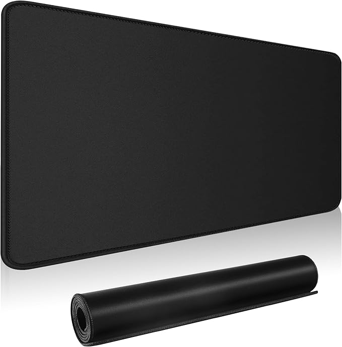 HGWALP Large Gaming Mouse Pad Extended XXL Mouse Mat Long Desk Pad with Stitched Edges for Keyboard Home Office Gaming Work Big Desk Pad (35.4x15.7IN,90x40) (Black)