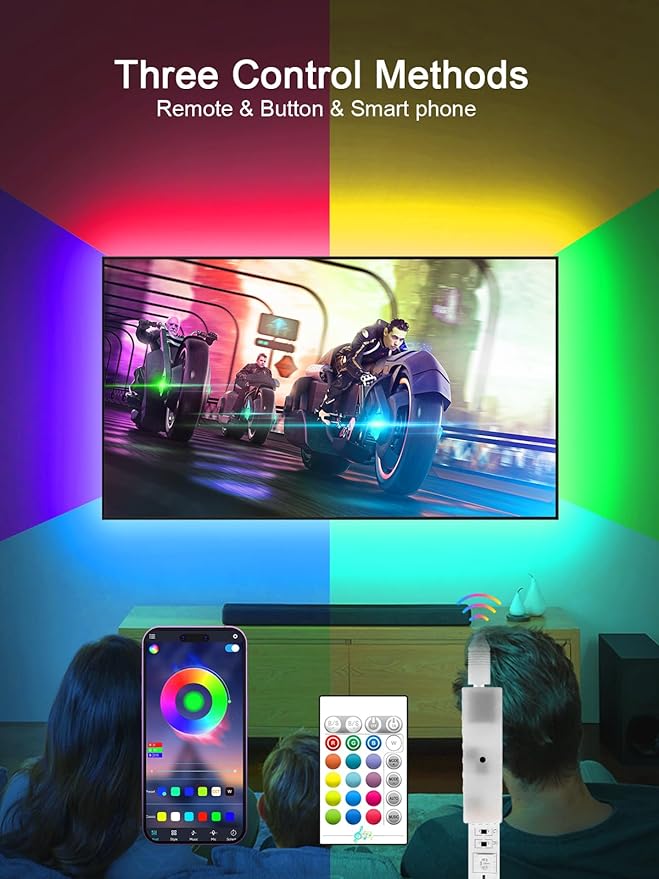 KANTUTOE TV LED Backlight, 9.84ft LED Lights for 32-45 Inch TV, RGB TV Backlight with Remote, Music Sync Bluetooth APP Control Strip Lights USB Powered for Bedroom Gaming Room Decor