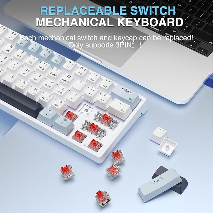 SOLAKAKA SK961 Wireless Mechanical Keyboard with RGB Backlight,Tri-Mode BT5.0/Wired/2.4GHz 60 Percent Wireless Gaming Keyboard,Red Switch