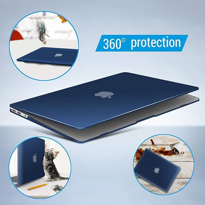 IBENZER Compatible with MacBook Air 11 Inch Case Model A1370 A1465, Soft Touch Plastic Hard Shell Case Bundle with Keyboard Cover for Mac Air 11, Navyl Blue, A11NVBL+1
