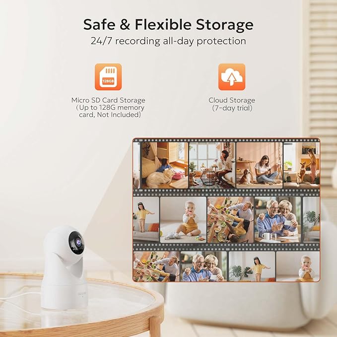 owltron Indoor Security Camera 2K, 360° Cameras for Home Security with Motion Detection, 2.4G WiFi for Baby/Pet/Nanny/Camara with Night Vision, Siren Alarm & 2-Way Audio, Compatible with Alexa