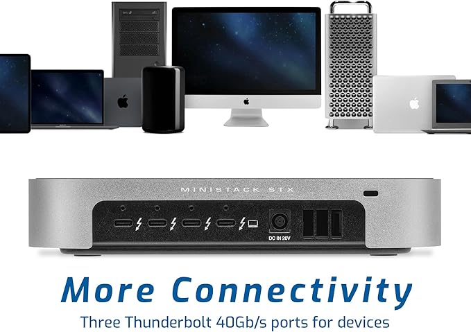 OWC 8TB (8.0TB HDD 7200 RPM Drive) miniStack STX, Upgradeable,Stackable Expansion Solution and Thunderbolt Hub/Mini Dock for Mac Studio, Mac mini and Other Devices. Silver