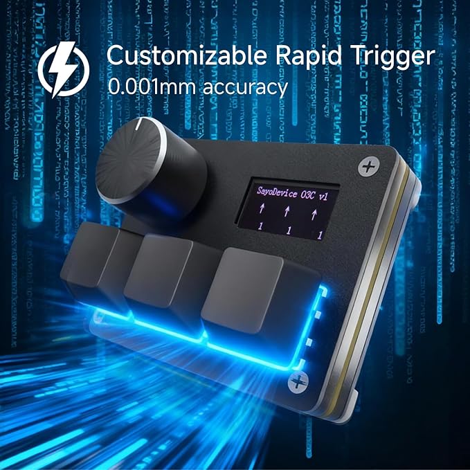 O3C Rapid Trigger Hall Effect Keyboard Suitable for OSU and Geometry Dash Rhythm Game Macro Keypad with Magnetic Linear Switches (Black, Outemu Pink Switch)