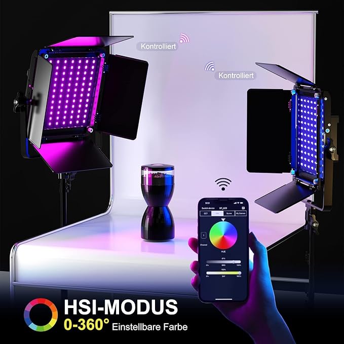GVM 800D RGB LED Light Panel, 2 Packs Video Lighting Kit with 2 Softboxes, Continuous Output Lighting for YouTube Studio, Gaming, Streaming, 3200K-5600K, CRI 97+,18 Lighting Effects, APP Control