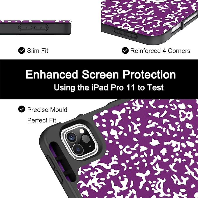 Soke for iPad Pro 11 Case (M2) 2022/2021/2020 with Pencil Holder - [Full Body Protection + Apple Pencil Charging + Auto Wake/Sleep], Soft TPU Back Cover for 2022 iPad Pro 11 inch(Book Violet)