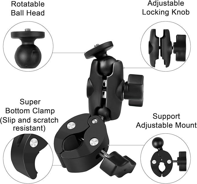 Taisioner Super Camera Clamp Mount Double Socket Arm 1/4"-20 Ball Head Adapter Gopro Accessories Suitable for GoPro AKASO DJI Action Insta360 or DSLR Digital Camera Monitor/LED Lights/