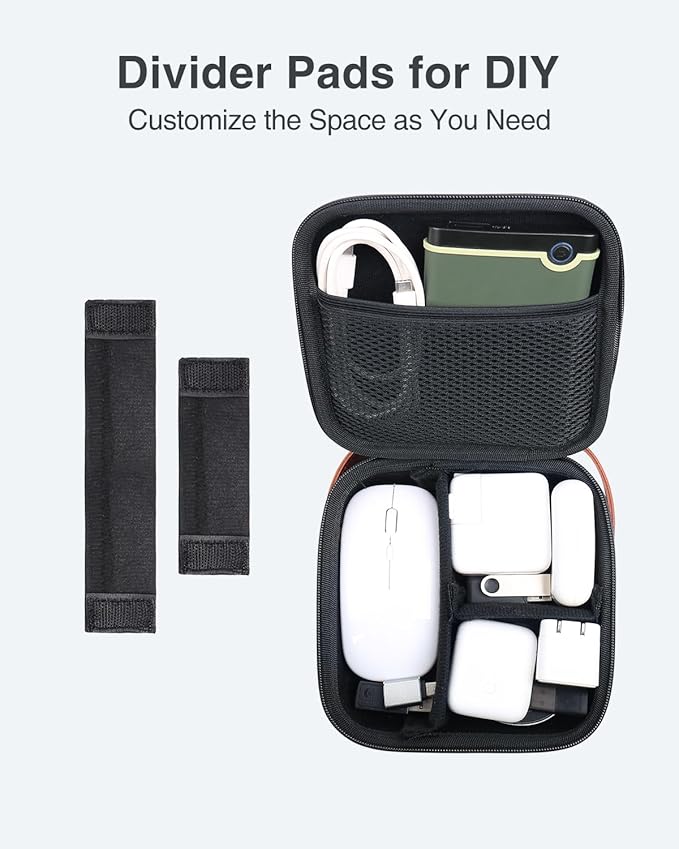Luxtude Electronic Organizer Travel Case, Portable Tech Organizers, Hard Charger Organizer, Travel Cable Organizers, Tech Bag (Single-Layer, Black, X-Small)