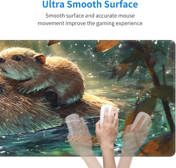 Otter Mouse Pad Extended Large Gaming Mouse Pad XL Stitched Edges for Gamer Home Office 31.5 X 11.8 Inch