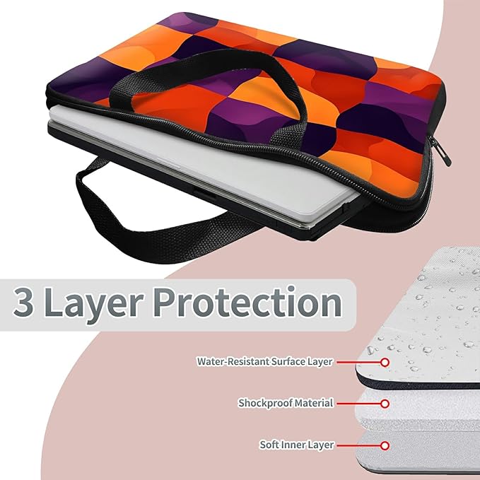 Laptop Sleeve Case Bag 15 inch, Colorful Checkerboard Slim Carrying Case Handbag Travel Laptop Bag for 15 inch MacBook Air M3/M2/15 Pro/Surface Laptop 7/6/5/4/3/ Dell XPS 15 Plus