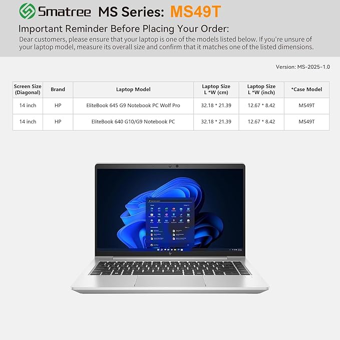 Smatree MS49T Hard EVA Protective Sleeve Case with Stand Compatible for 14 inch HP EliteBook 645/640 G10/G9 Notebook PC, Waterproof and Anti-Shock Laptop Bag, Pink
