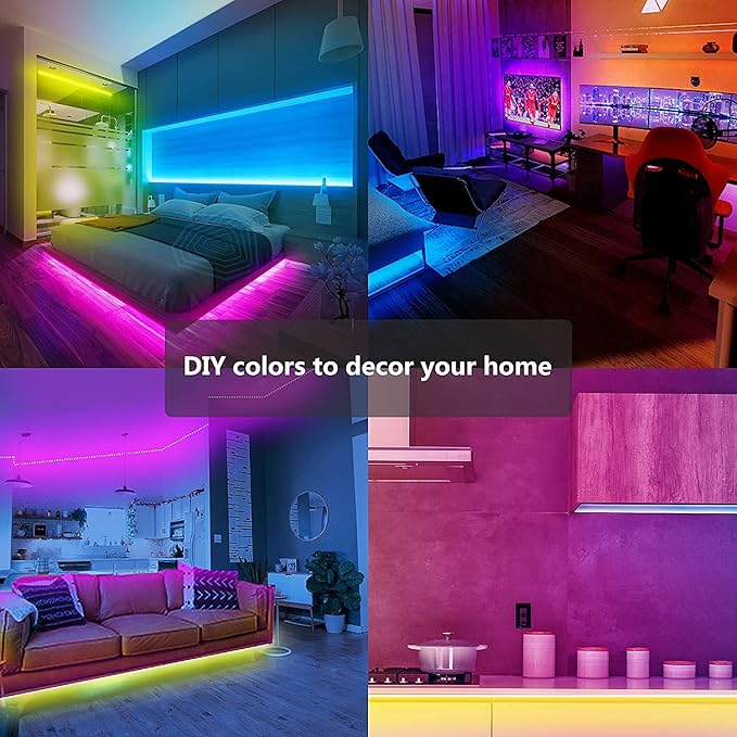 GUPUP 200 FT LED Strip Lights,Color Changing LED Lights for Bedroom,Built-in-Mic,Music Sync Tape Lighting,Phone Smart Controlled(APP+Remote+Mic)