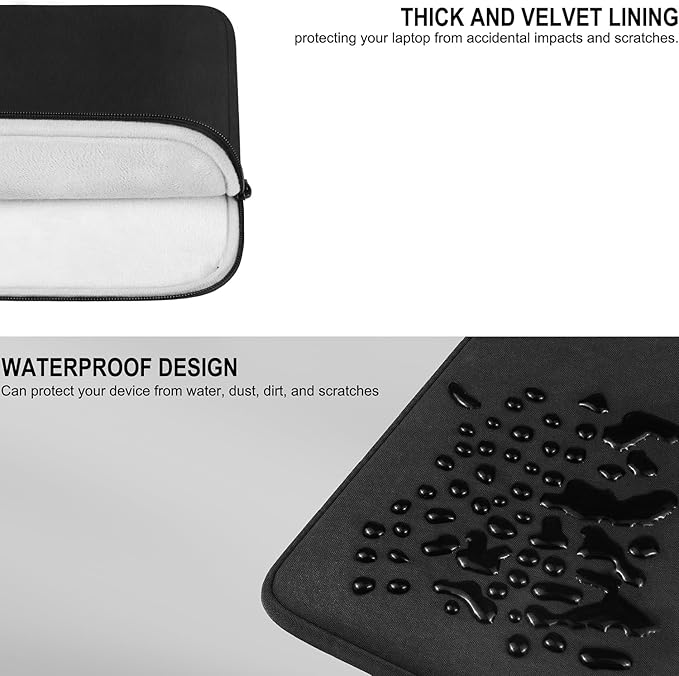 Laptop Case 13.3 inch, Shockproof Protective Traveling Computer Sleeve 14 Inch, Water Resistant Portable Laptop Carrying Bag Compatible for MacBook Air Pro, Lenovo, HP, Dell, Asus, Black