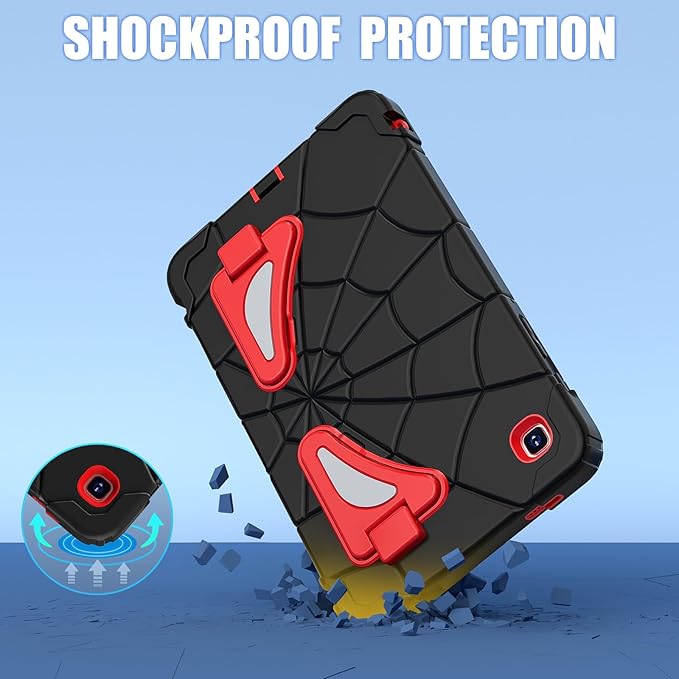 AKABEILA Compatible with Samsung Galaxy Tab A7 Lite 8.7 inch T225/T220(2021) Tablet Case，Lightweight Shockproof Rugged Protective Cover with Kickstand for Kids Children Boys Babies Black Red