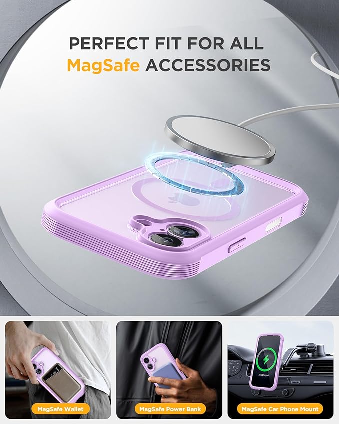 Miracase Magnetic for iPhone 17 Case with Privacy Screen Protector [Compatible with MagSafe],Full Camera Protection and Full Body Shockproof Bumper 17 Phone Cover 6.3", Taro Purple
